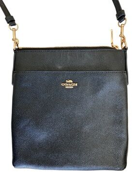Coach Kitt Messenger Black Crossbody Bag Gold-Tone Accents